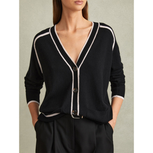 REISS ABI Wool Blend Contrast Tipped Cardigan With Cashmere